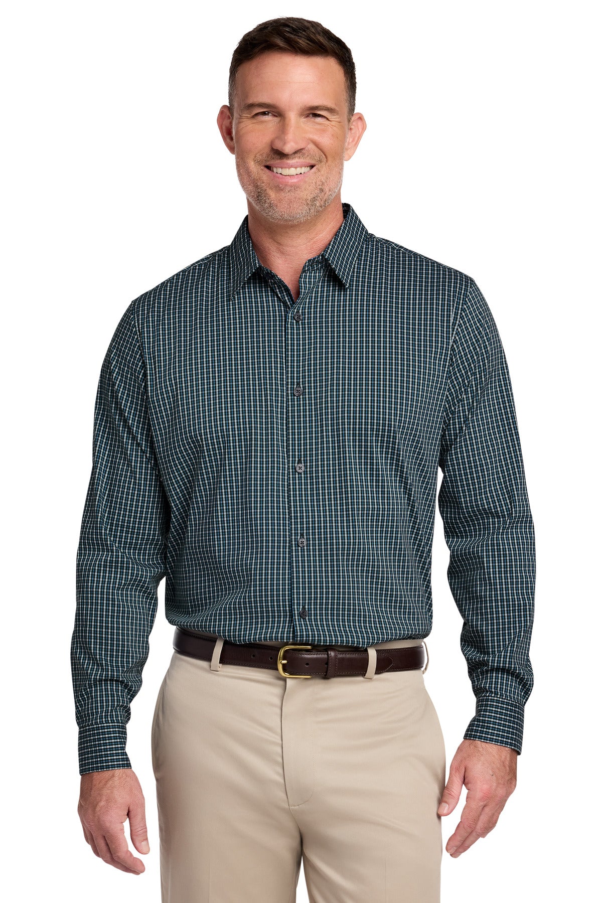 Brooks Brothers Tech Stretch Patterned Shirt - Dark Pine Multi Check