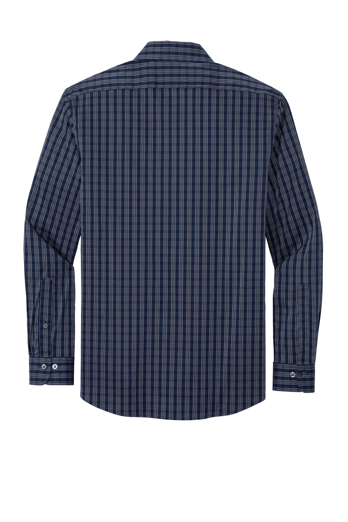 Brooks Brothers Tech Stretch Patterned Shirt - Navy Blazer/ White Grid Check
