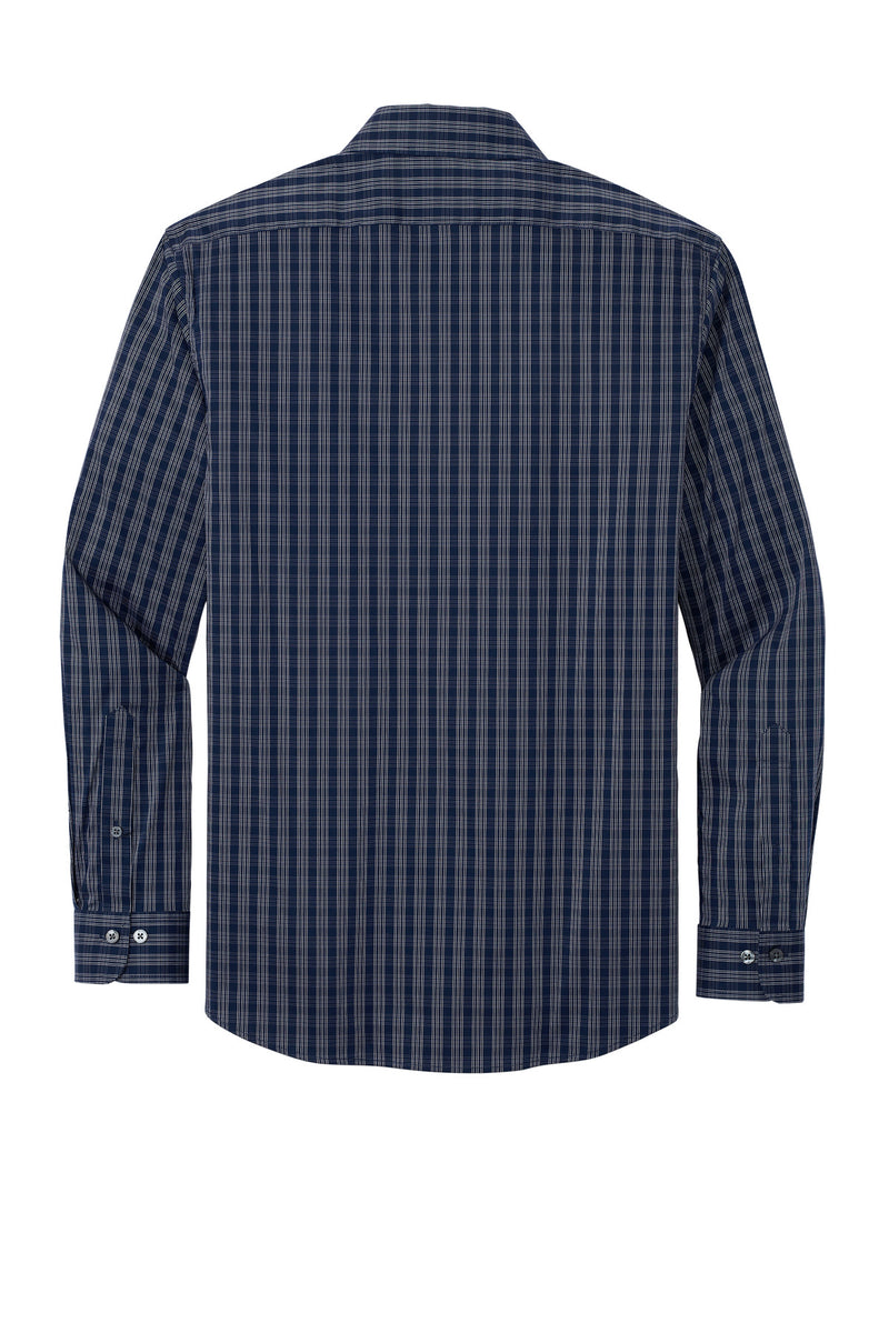 Brooks Brothers Tech Stretch Patterned Shirt - Navy Blazer/ White Grid Check