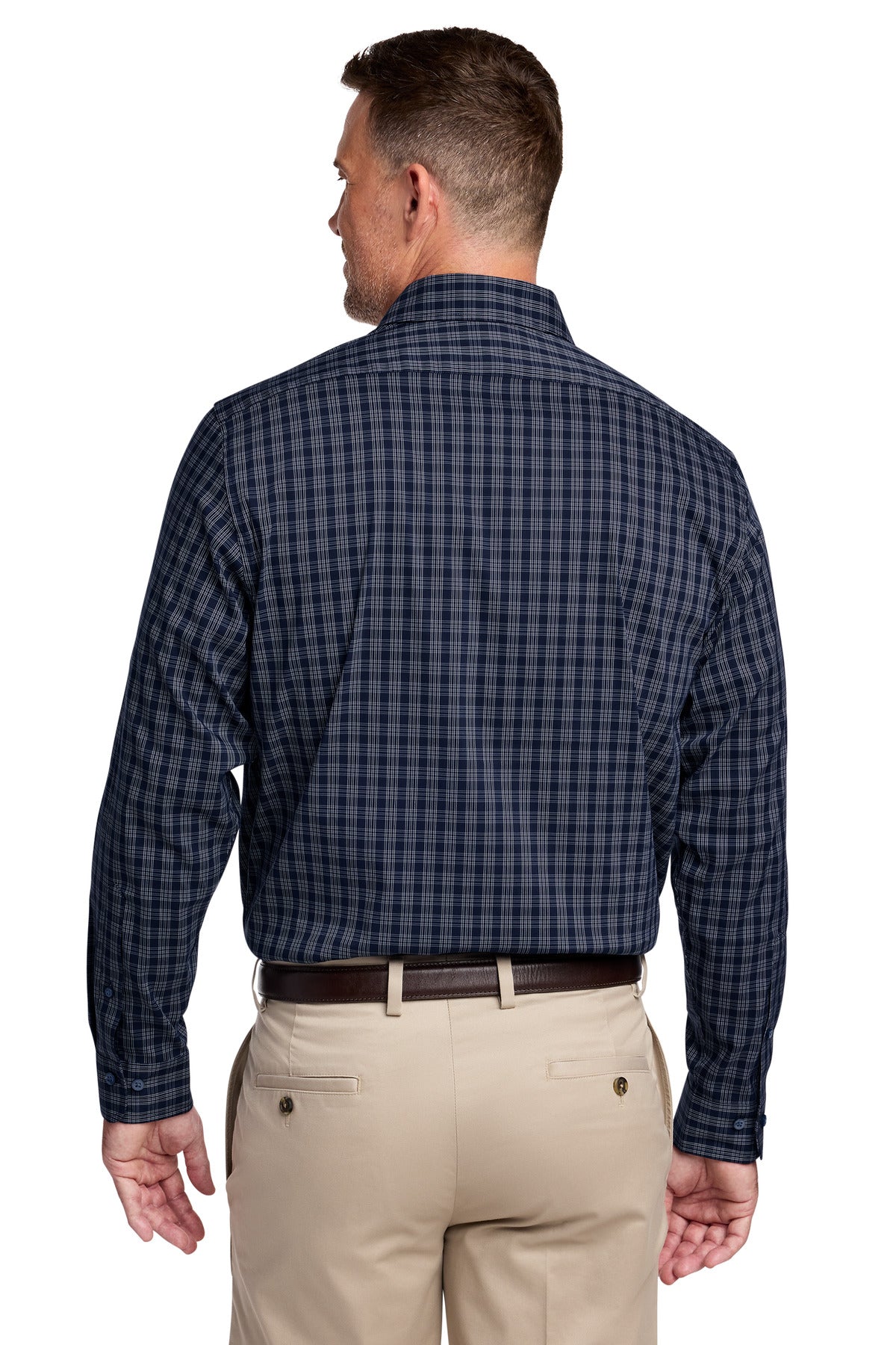 Brooks Brothers Tech Stretch Patterned Shirt - Navy Blazer/ White Grid Check
