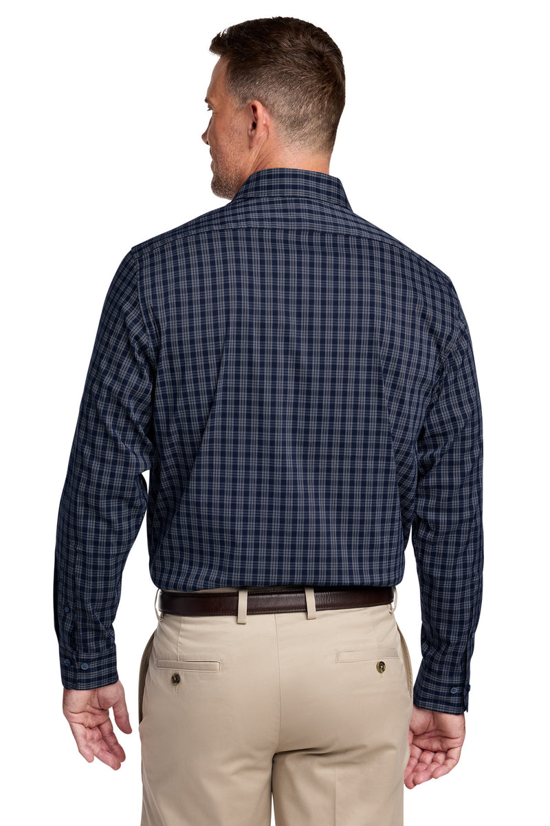 Brooks Brothers Tech Stretch Patterned Shirt - Navy Blazer/ White Grid Check