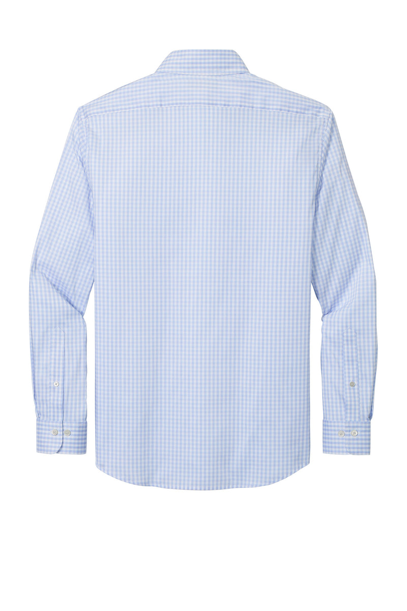 Brooks Brothers Tech Stretch Patterned Shirt - Newport Blue/ Pearl Pink Fine Check