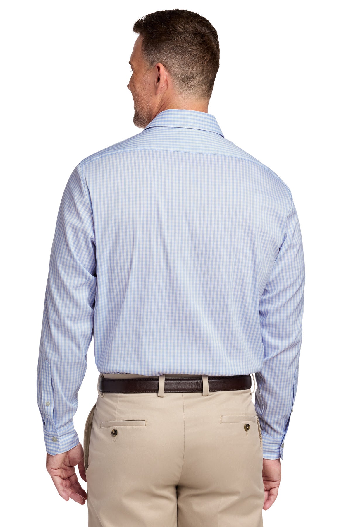Brooks Brothers Tech Stretch Patterned Shirt - Newport Blue/ Pearl Pink Fine Check