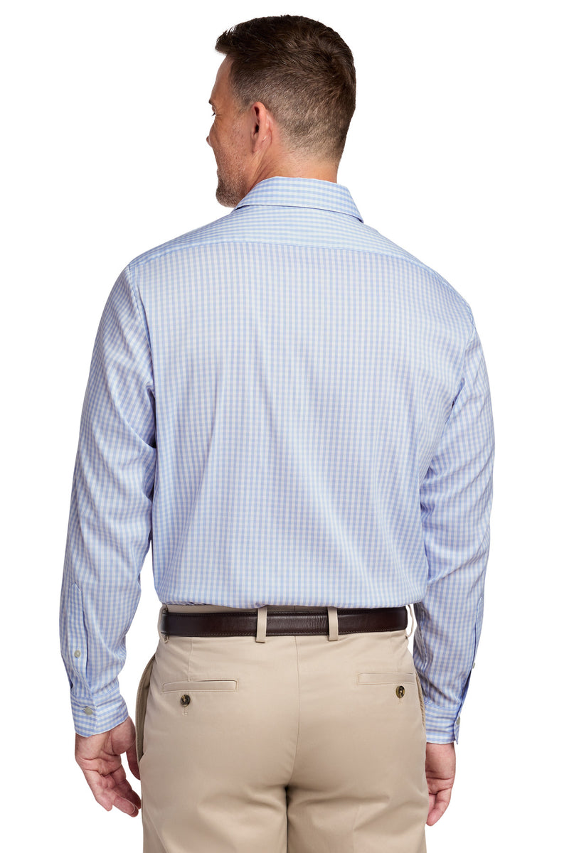 Brooks Brothers Tech Stretch Patterned Shirt - Newport Blue/ Pearl Pink Fine Check