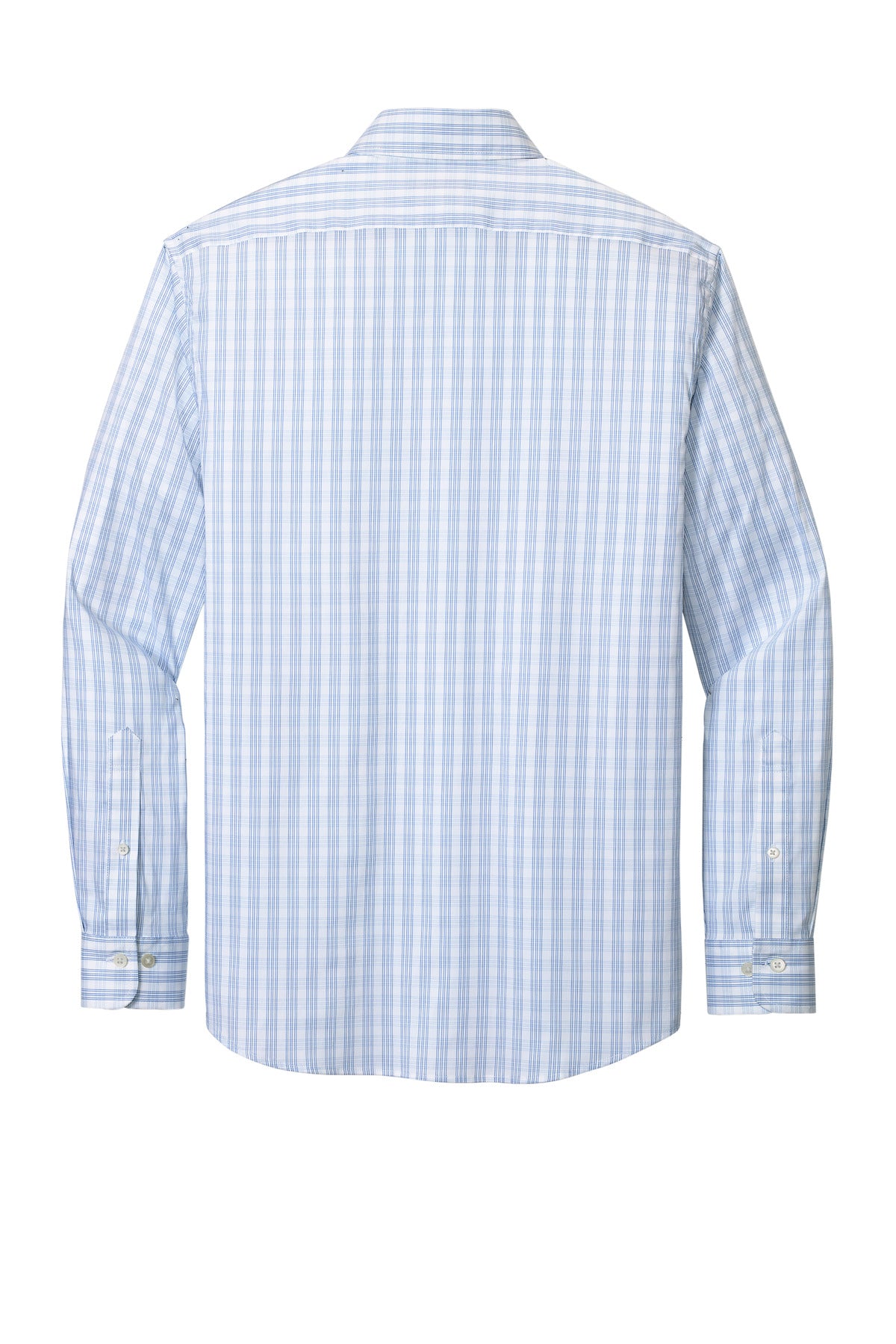 Brooks Brothers Tech Stretch Patterned Shirt - White/ Newport Blue Grid Check