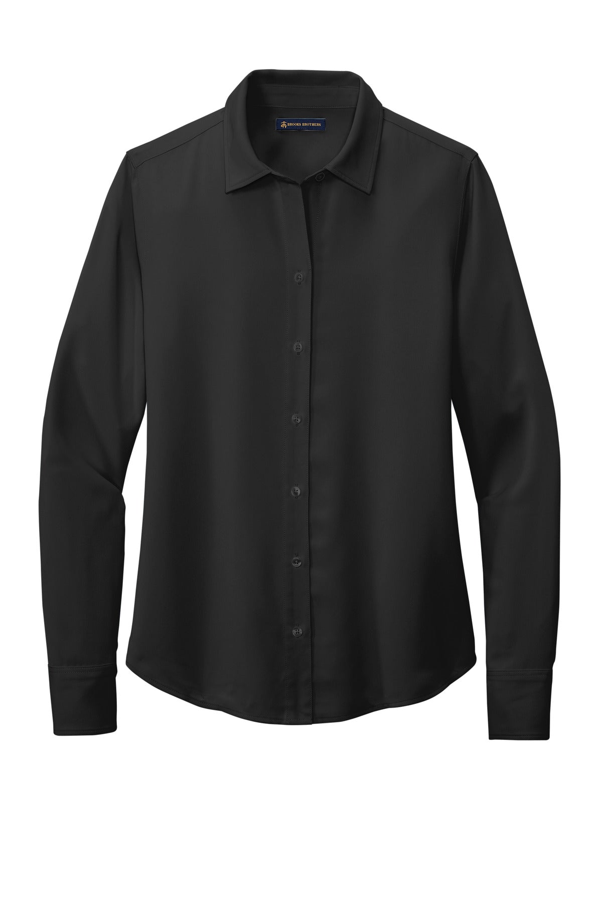 Brooks Brothers Women's Full-Button Satin Blouse - Deep Black