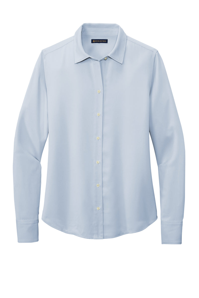 Brooks Brothers Women's Full-Button Satin Blouse - Heritage Blue