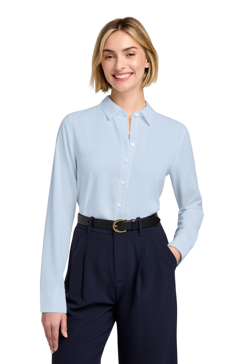 Brooks Brothers Women's Full-Button Satin Blouse - Heritage Blue