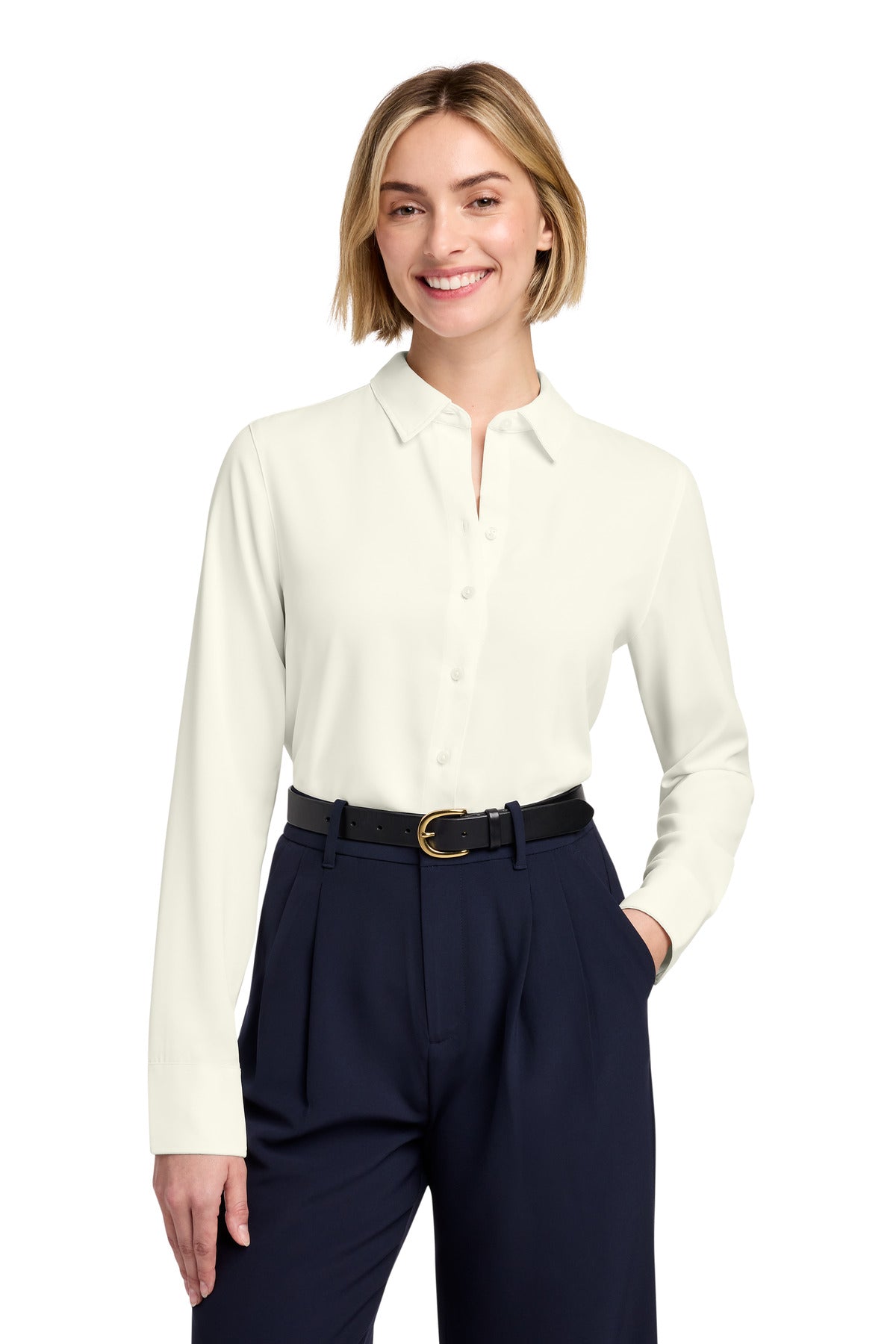 Brooks Brothers Women's Full-Button Satin Blouse - Off White