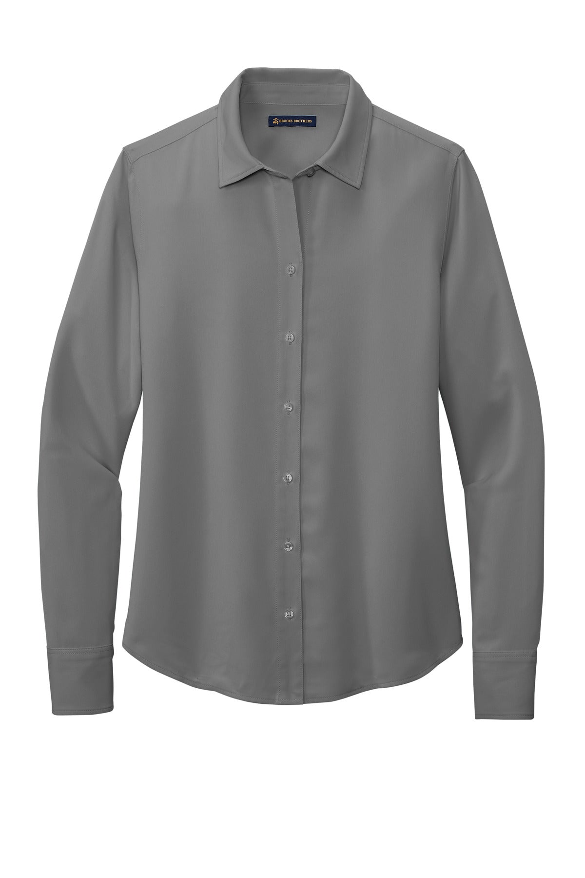 Brooks Brothers Women's Full-Button Satin Blouse - Shadow Grey