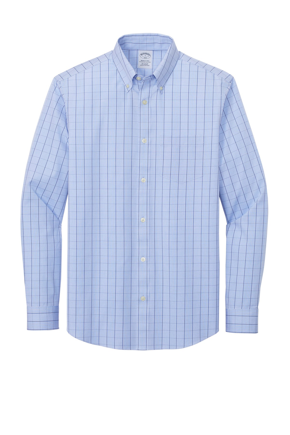 Brooks Brothers Wrinkle-Free Stretch Patterned Shirt - Newport Blue