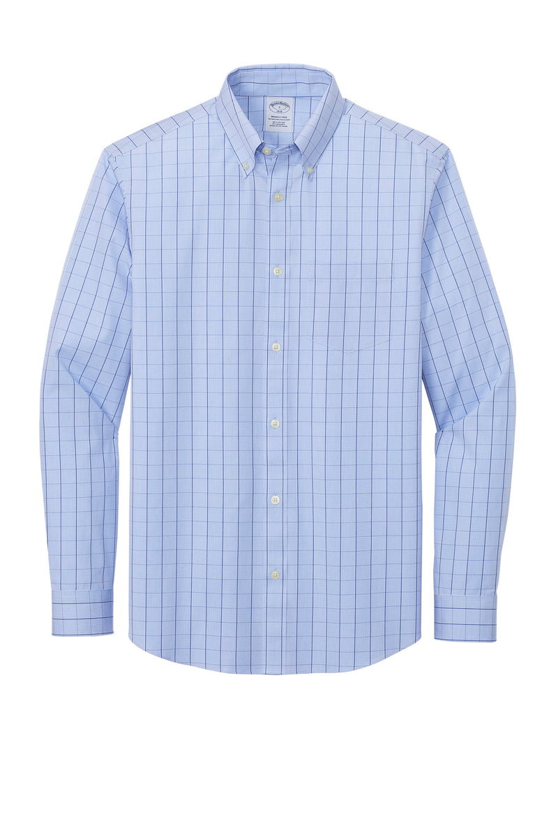 Brooks Brothers Wrinkle-Free Stretch Patterned Shirt - Newport Blue