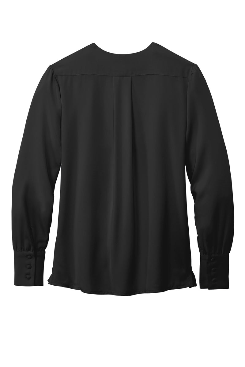 Brooks Brothers Women's Open-Neck Satin Blouse - Deep Black