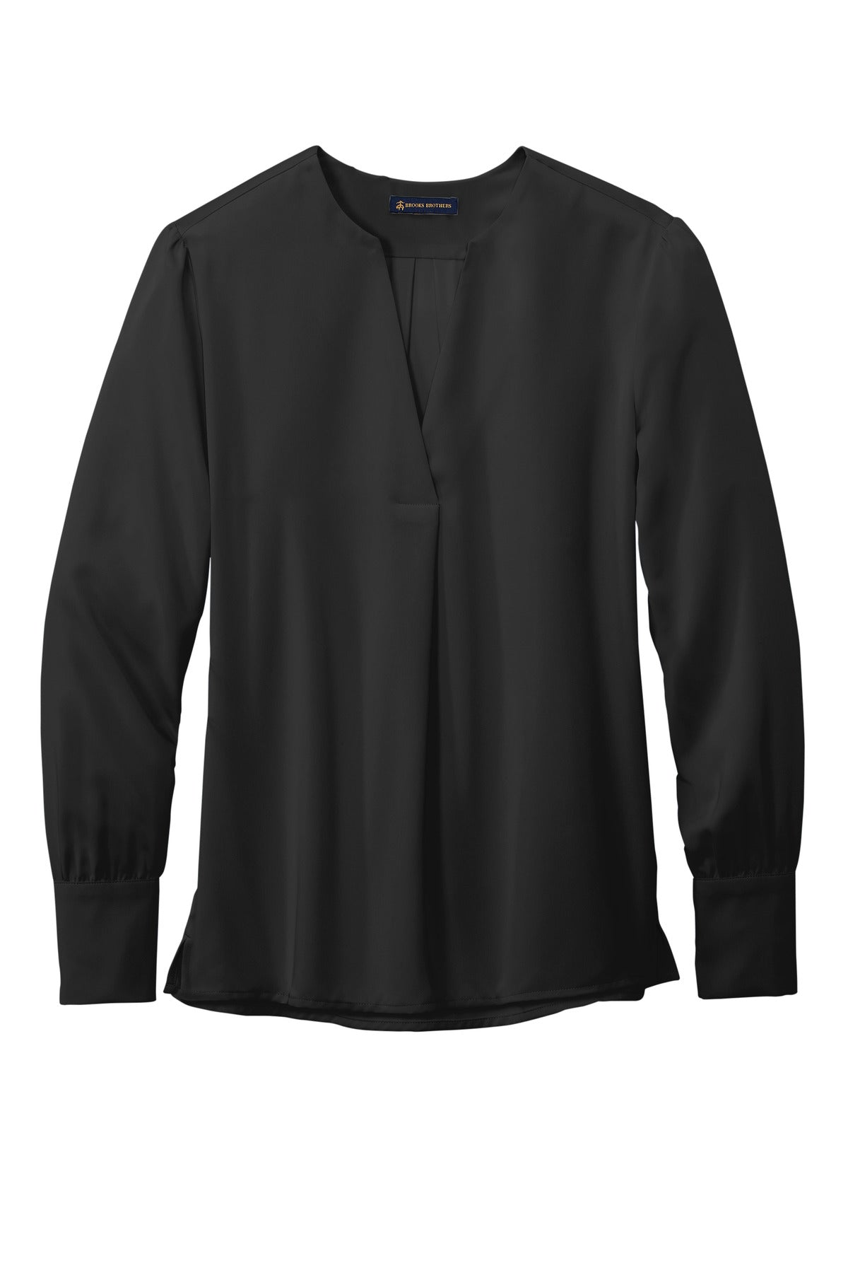 Brooks Brothers Women's Open-Neck Satin Blouse - Deep Black