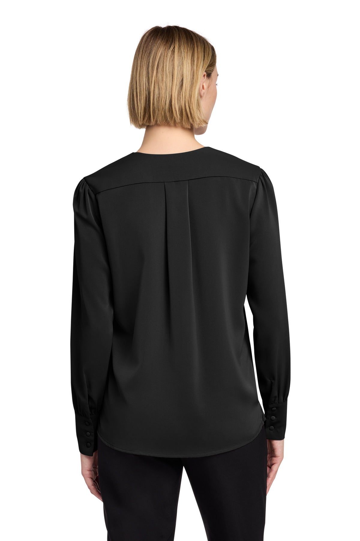 Brooks Brothers Women's Open-Neck Satin Blouse - Deep Black
