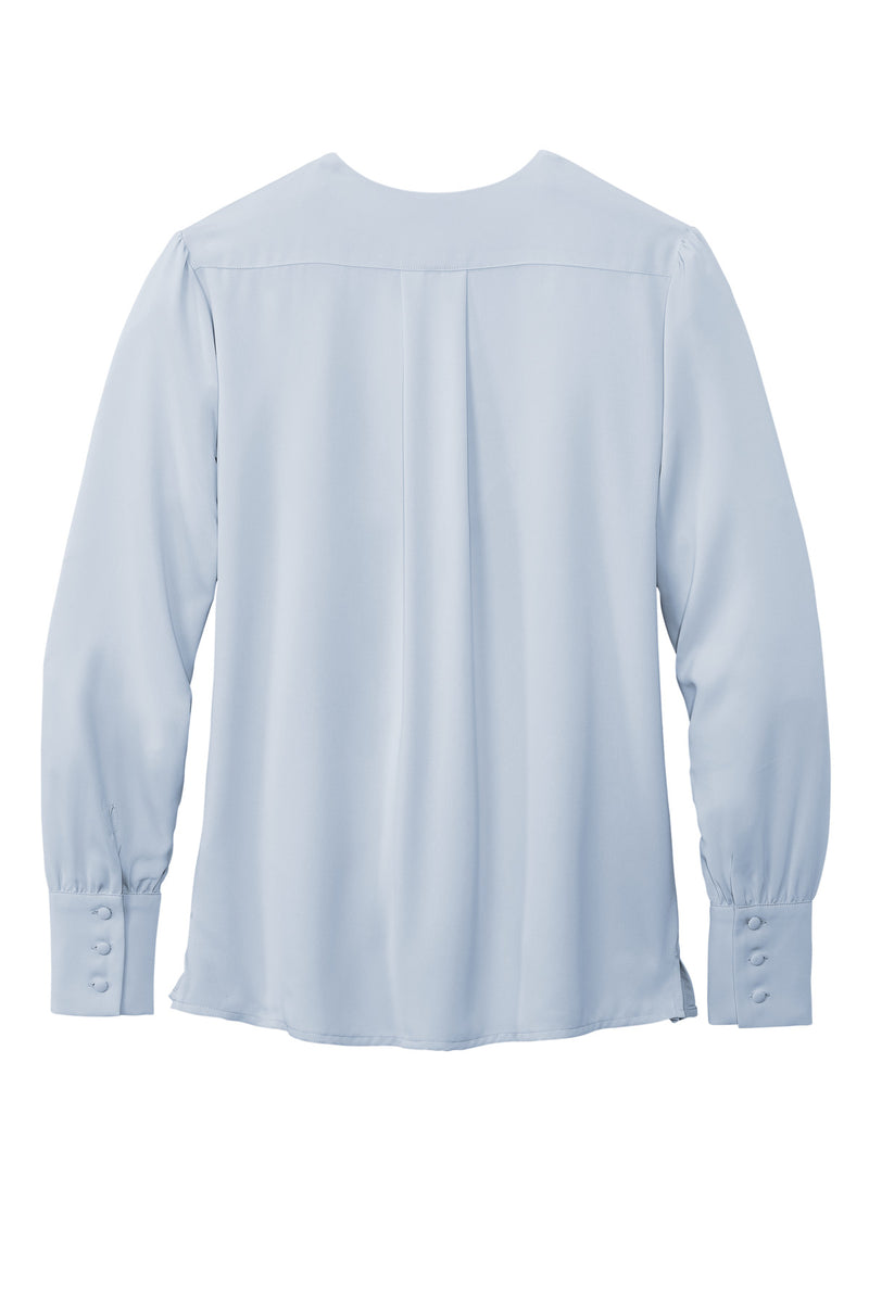 Brooks Brothers Women's Open-Neck Satin Blouse - Heritage Blue