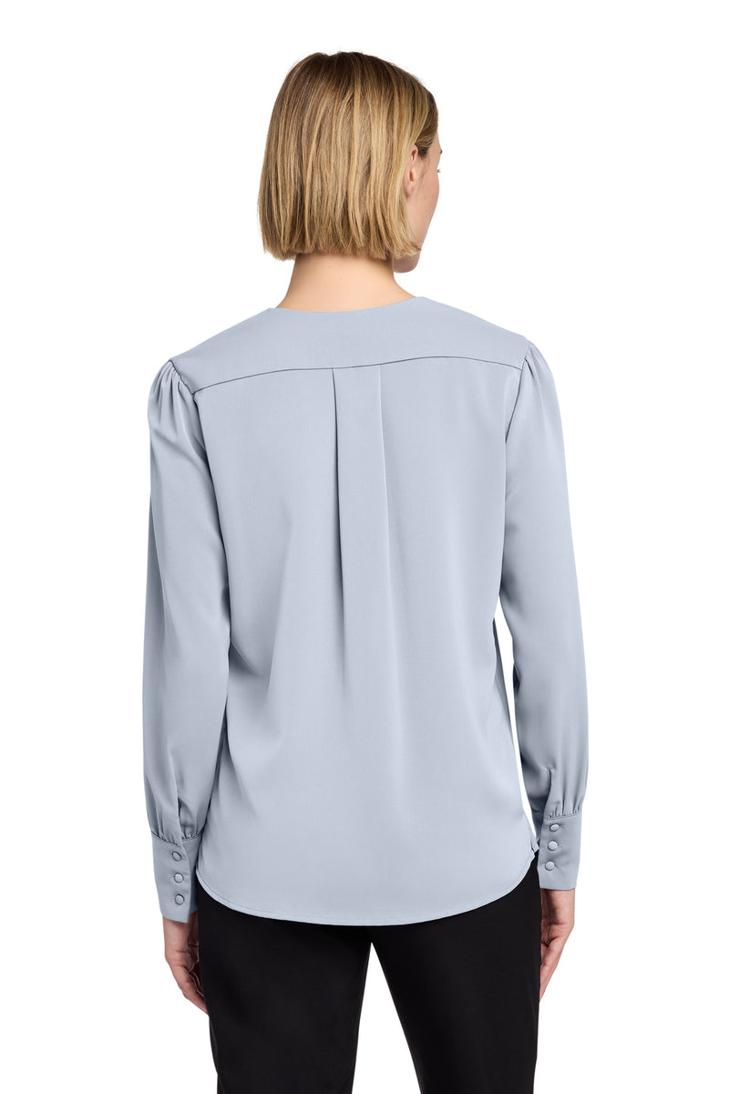 Brooks Brothers Women's Open-Neck Satin Blouse - Heritage Blue