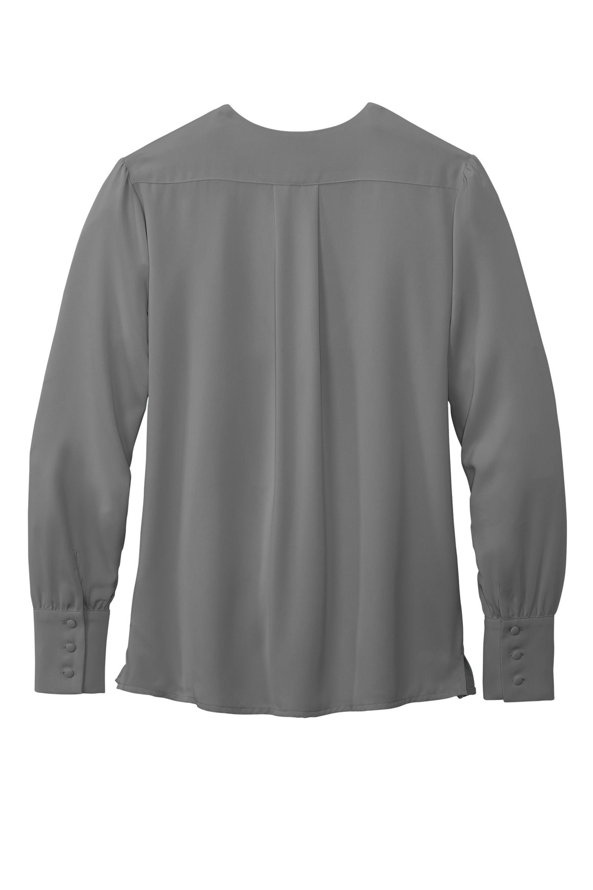 Brooks Brothers Women's Open-Neck Satin Blouse - Shadow Grey