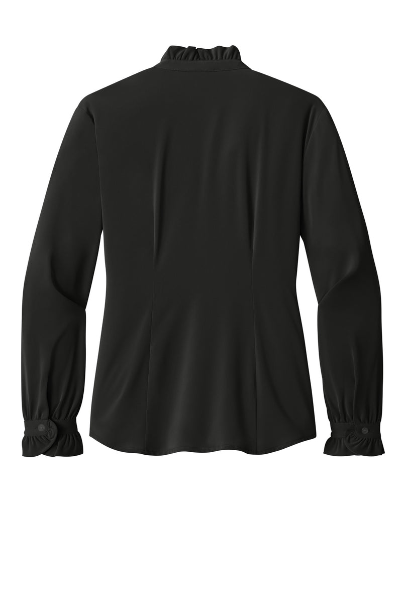 Brooks Brothers Women's Long Sleeve Ruffle Collar Blouse - Deep Black