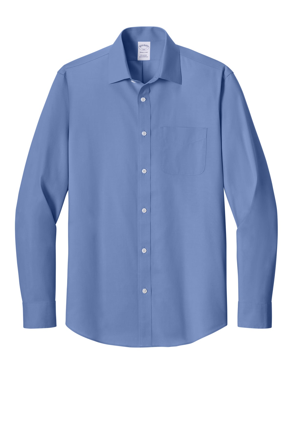 Brooks Brothers Wrinkle-Free Stretch Pinpoint Spread Collar Shirt - Cobalt Blue