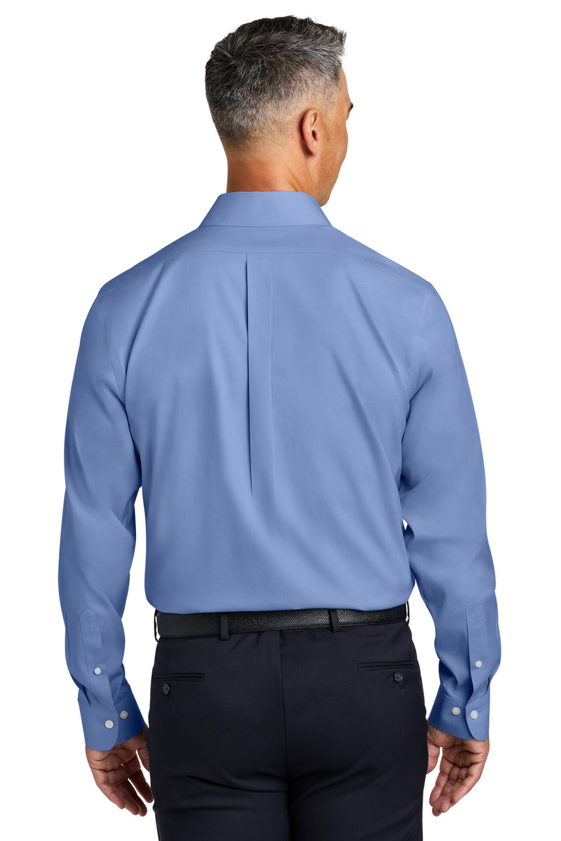 Brooks Brothers Wrinkle-Free Stretch Pinpoint Spread Collar Shirt - Cobalt Blue