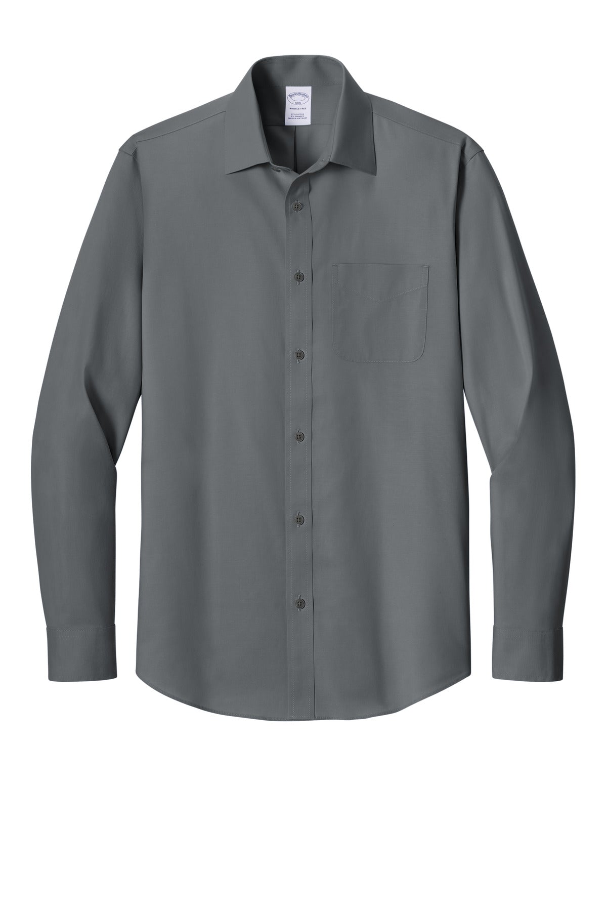 Brooks Brothers Wrinkle-Free Stretch Pinpoint Spread Collar Shirt - Deep Black