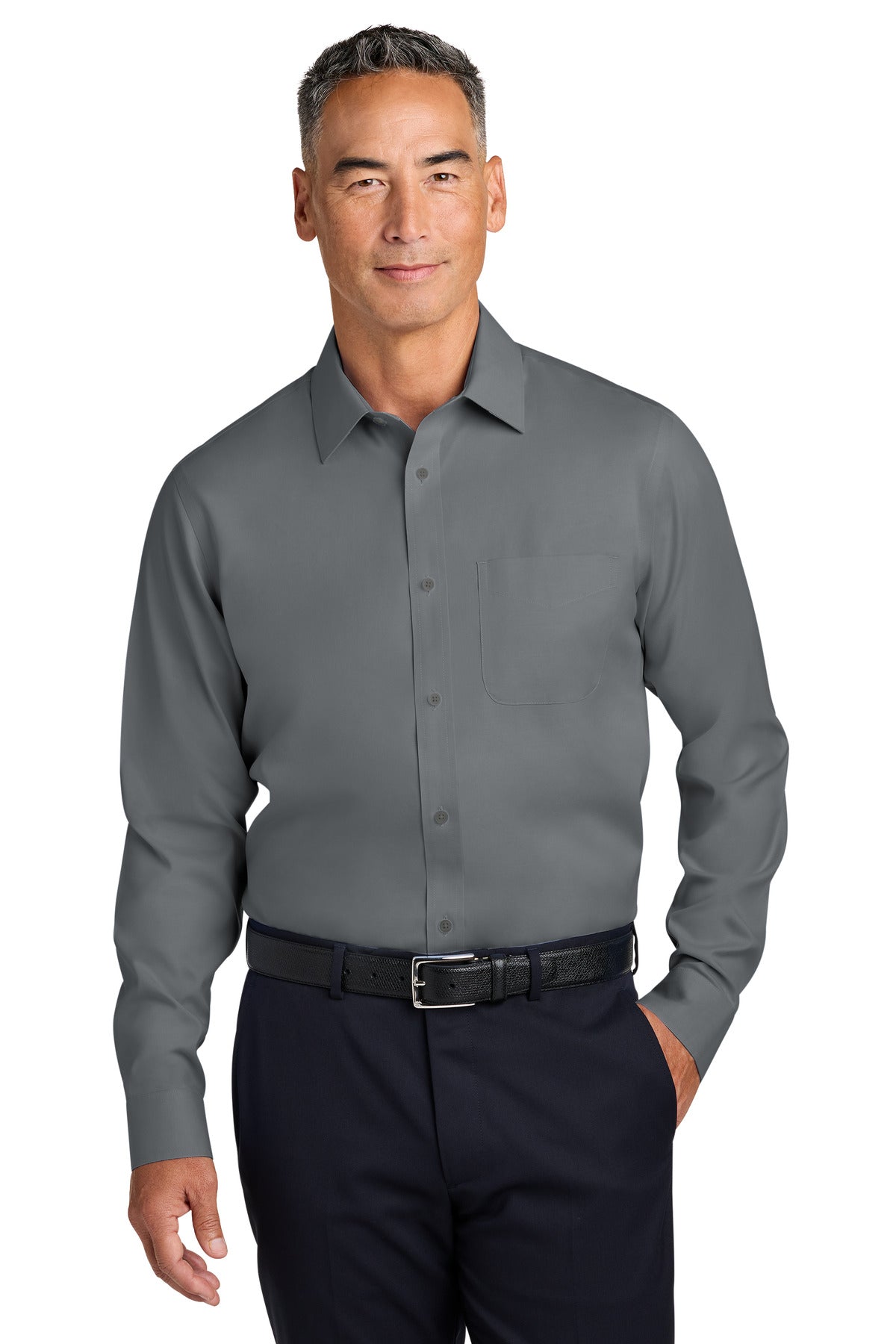 Brooks Brothers Wrinkle-Free Stretch Pinpoint Spread Collar Shirt - Deep Black