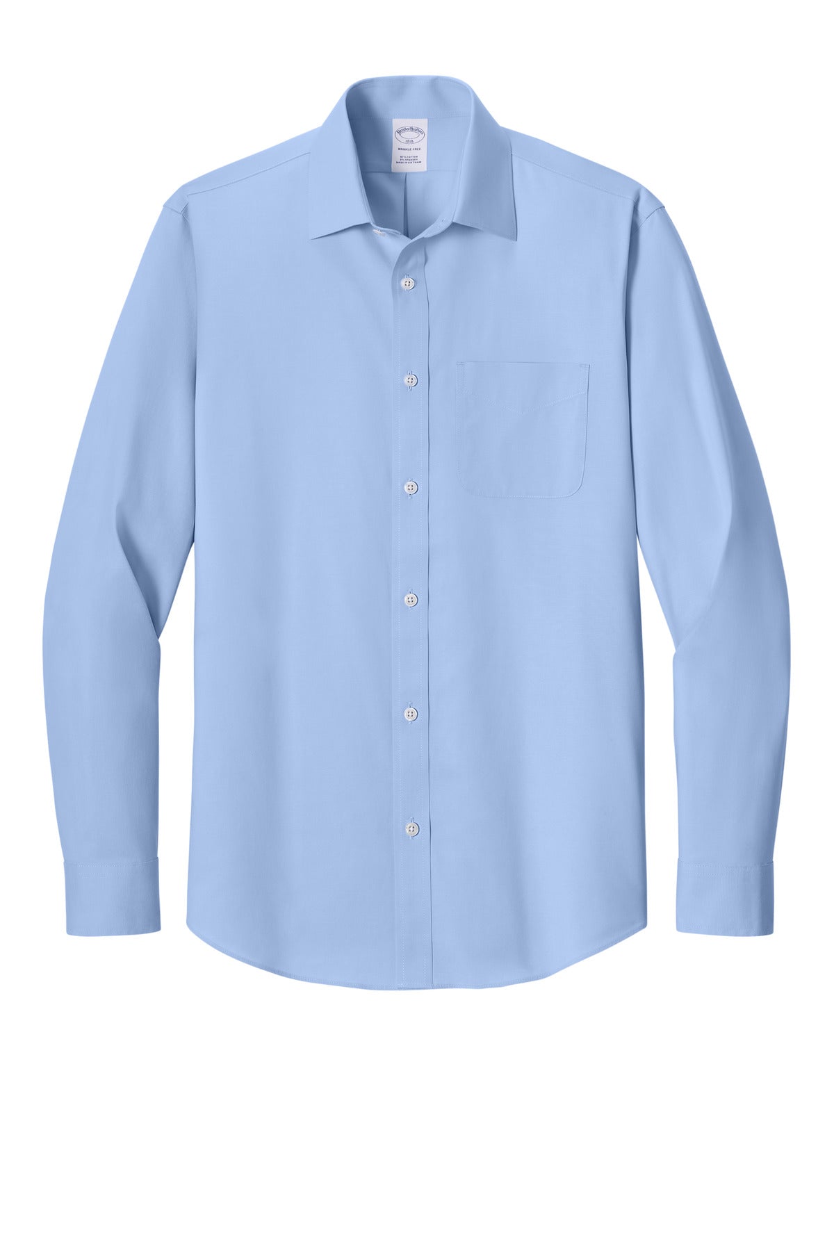 Brooks Brothers Wrinkle-Free Stretch Pinpoint Spread Collar Shirt - Newport Blue