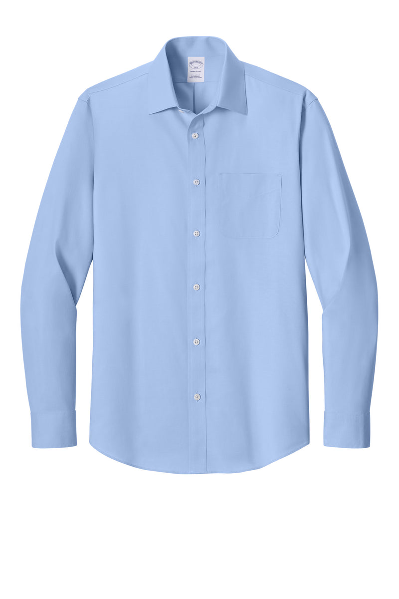 Brooks Brothers Wrinkle-Free Stretch Pinpoint Spread Collar Shirt - Newport Blue