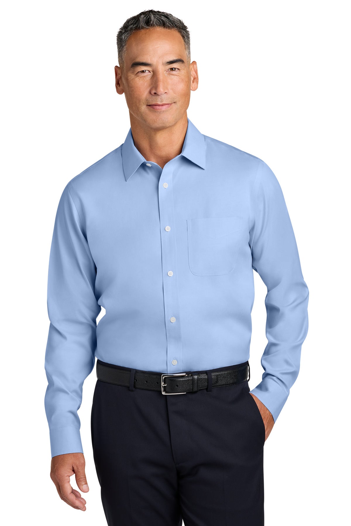 Brooks Brothers Wrinkle-Free Stretch Pinpoint Spread Collar Shirt - Newport Blue