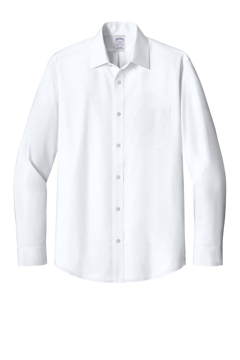 Brooks Brothers Wrinkle-Free Stretch Pinpoint Spread Collar Shirt - White