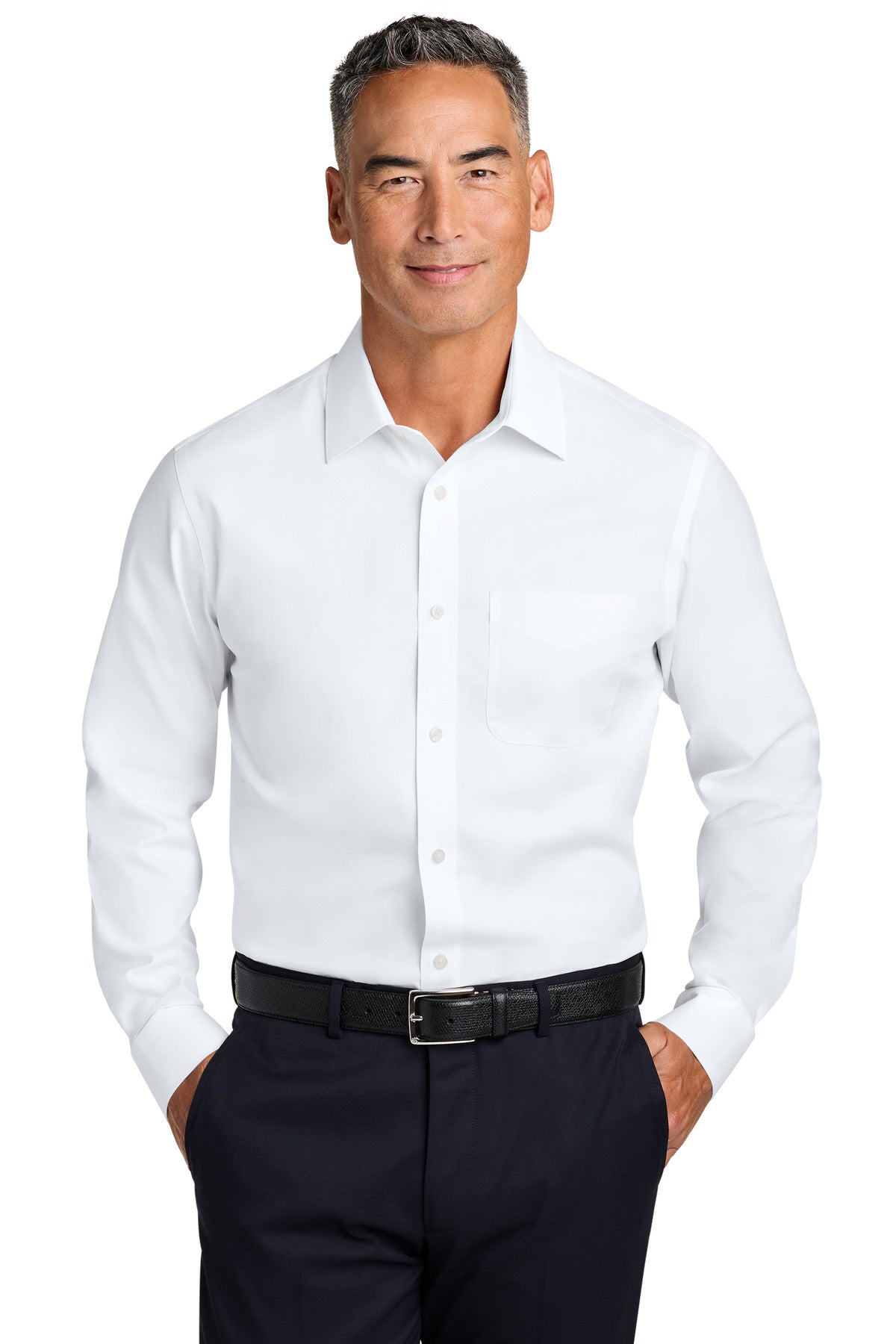 Brooks Brothers Wrinkle-Free Stretch Pinpoint Spread Collar Shirt - White
