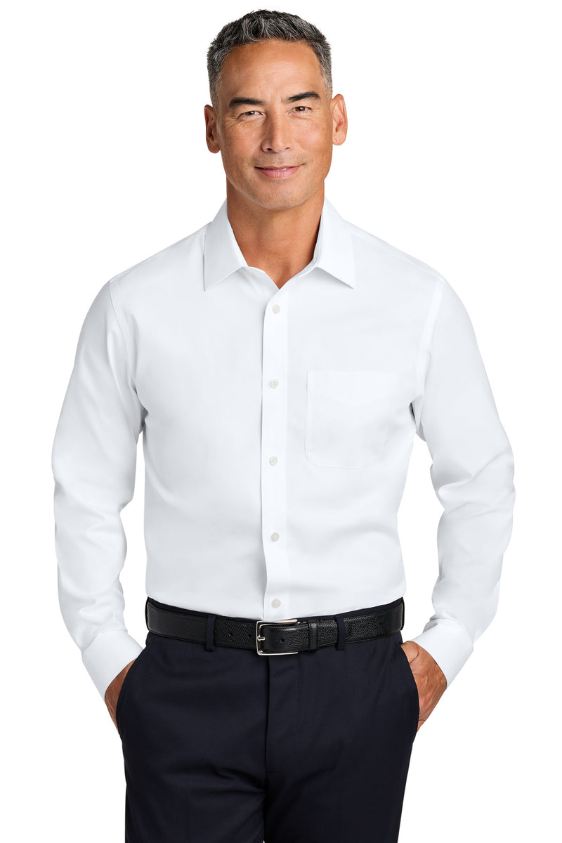 Brooks Brothers Wrinkle-Free Stretch Pinpoint Spread Collar Shirt - White