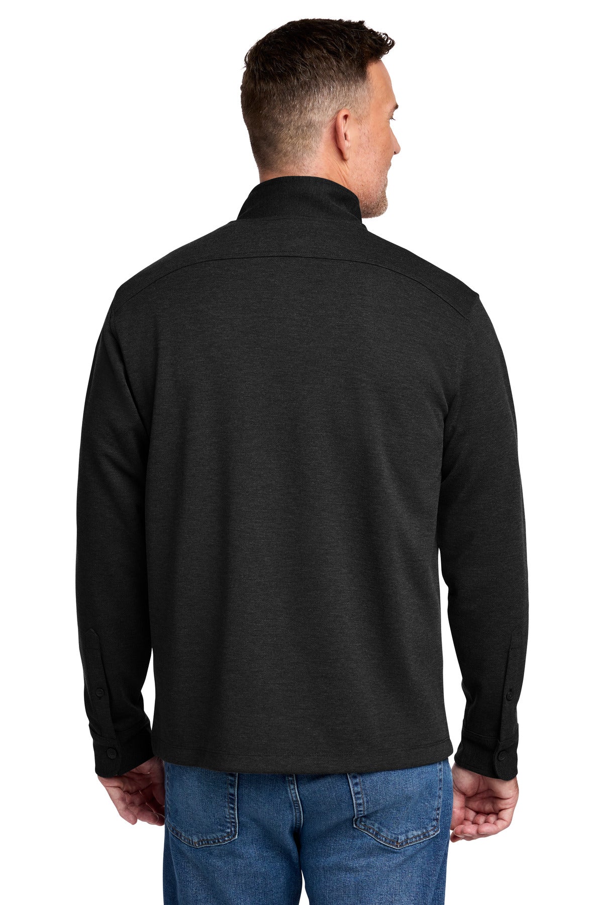 Brooks Brothers Mid-Layer Stretch 1/2-Button - Black Heather