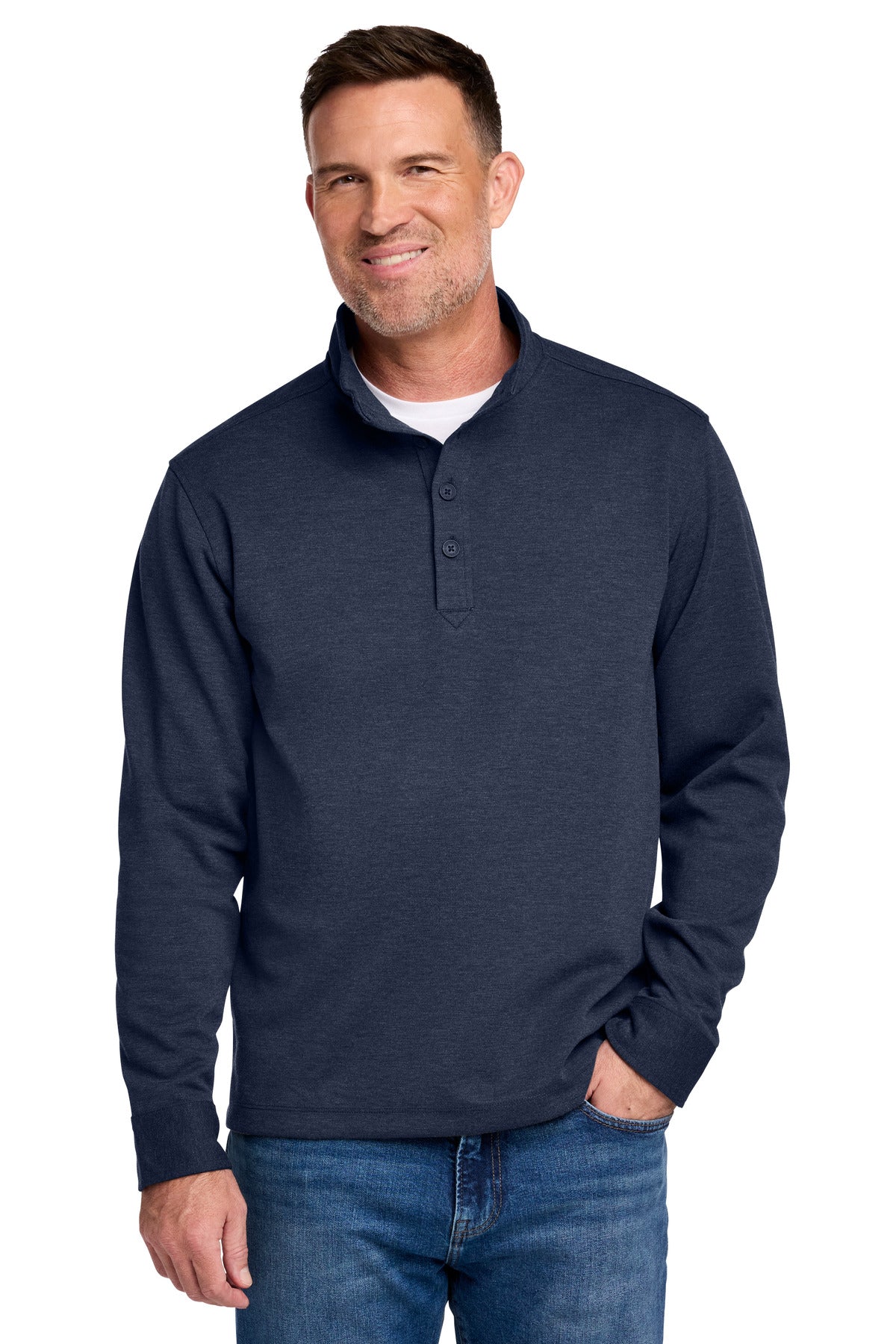Brooks Brothers Mid-Layer Stretch 1/2-Button - Navy Blazer Heather