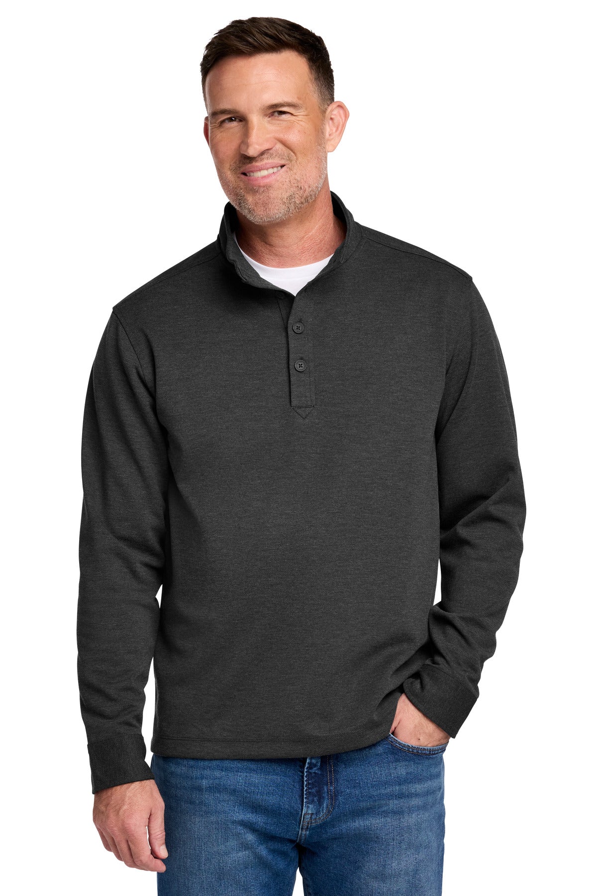Brooks Brothers Mid-Layer Stretch 1/2-Button - Windsor Grey Heather