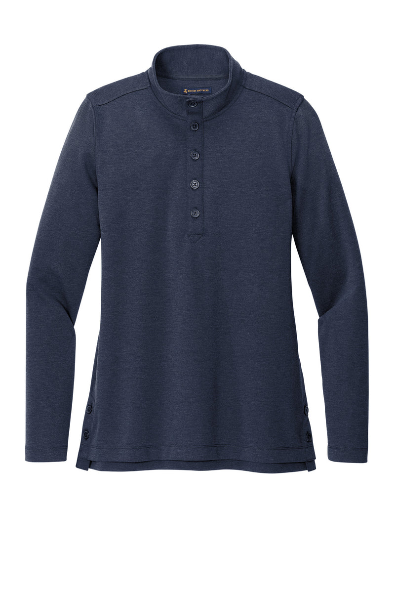 Brooks Brothers Women's Mid-Layer Stretch 1/2-Button - Navy Blazer Heather