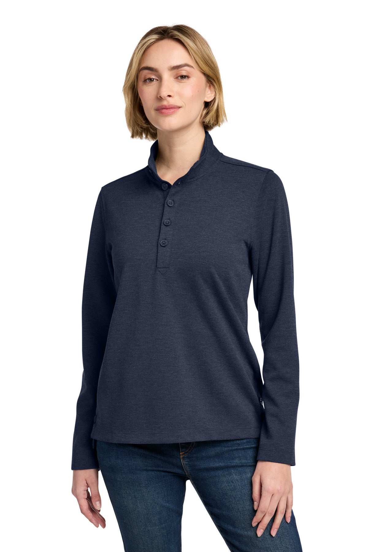 Brooks Brothers Women's Mid-Layer Stretch 1/2-Button - Navy Blazer Heather