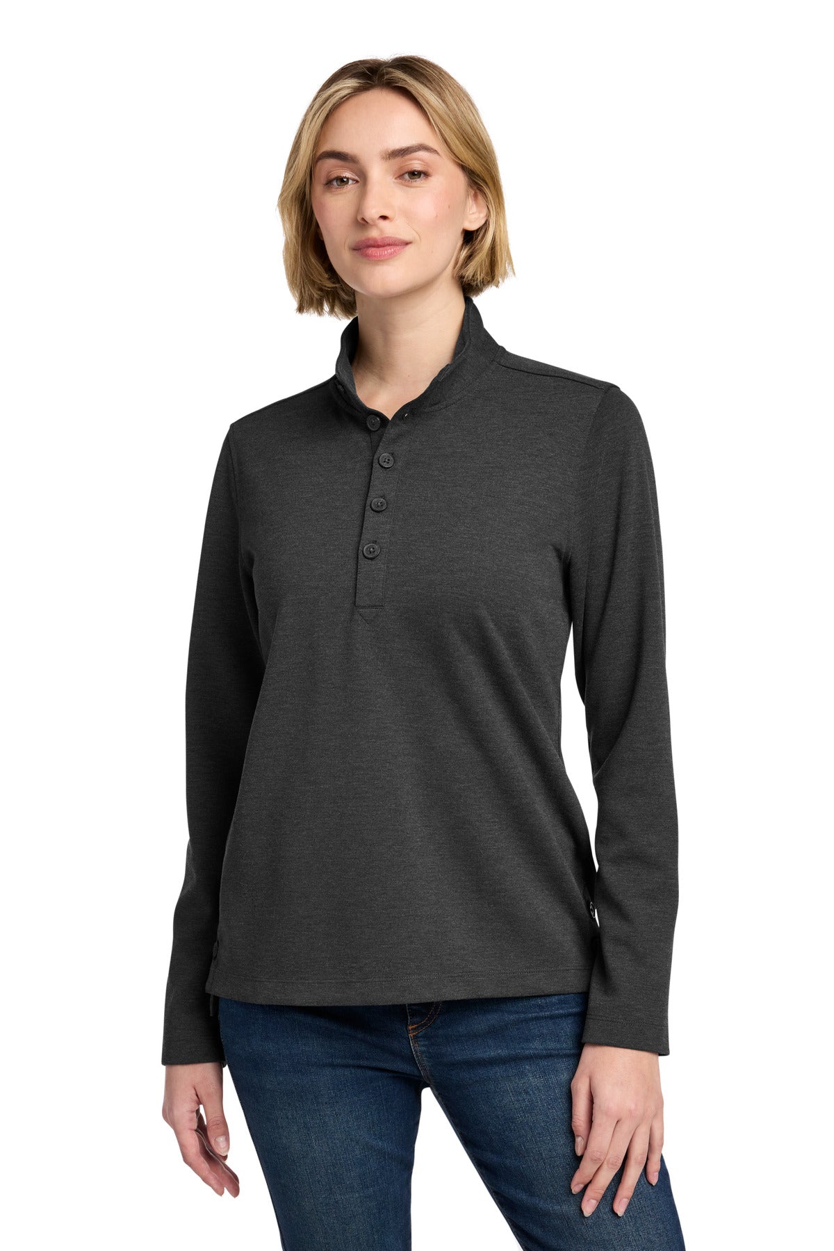 Brooks Brothers Women's Mid-Layer Stretch 1/2-Button - Windsor Grey Heather