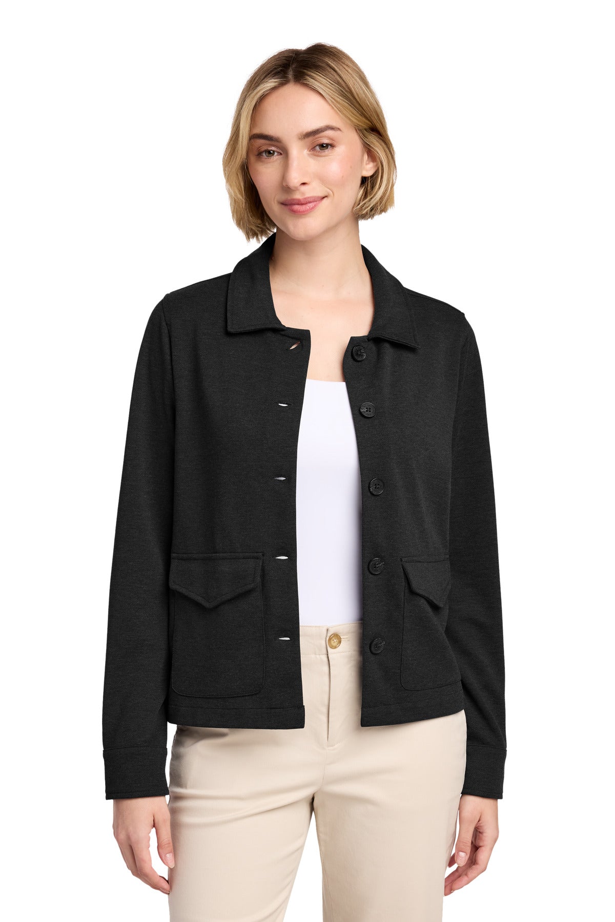 Brooks Brothers Women's Mid-Layer Stretch Button Jacket - Black Heather