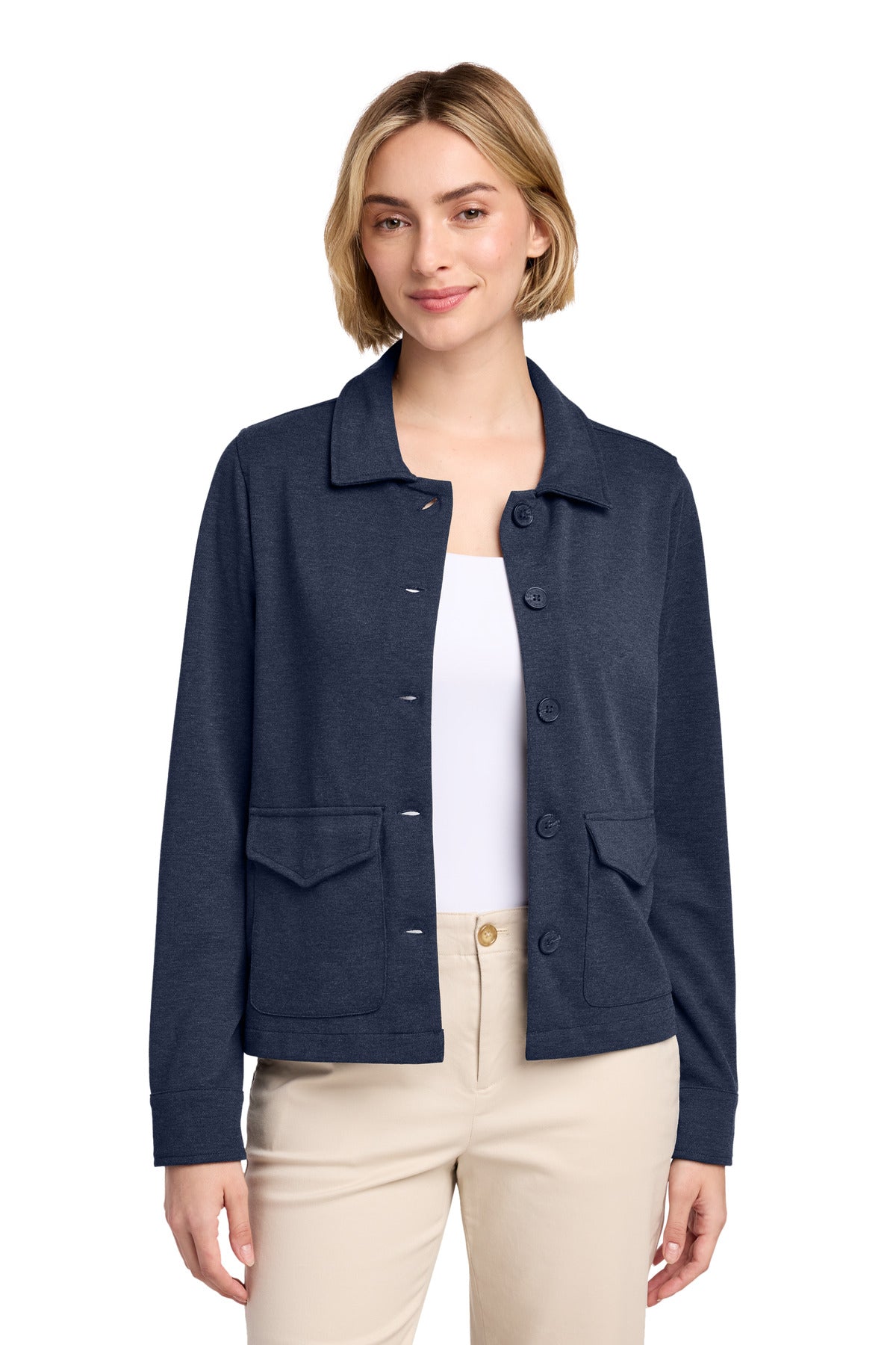 Brooks Brothers Women's Mid-Layer Stretch Button Jacket - Navy Blazer Heather
