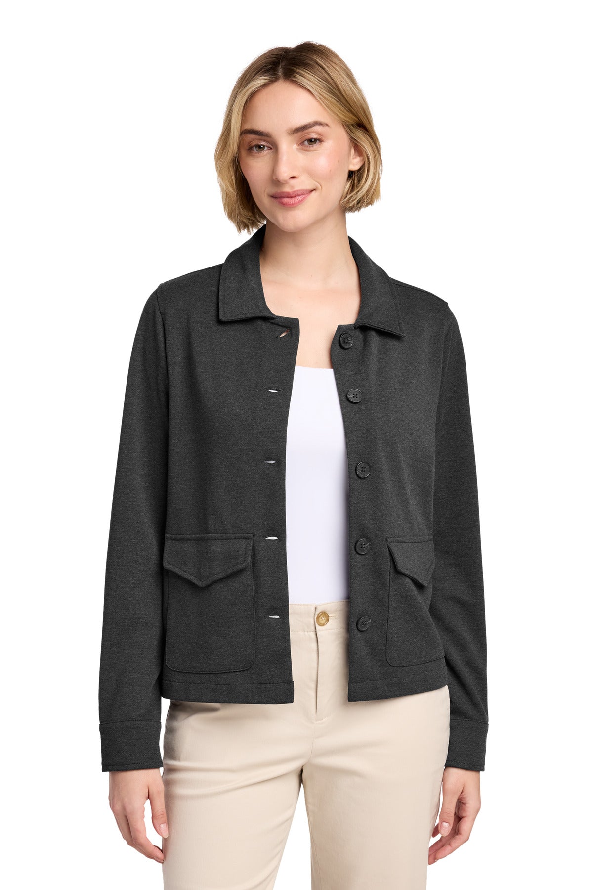 Brooks Brothers Women's Mid-Layer Stretch Button Jacket - Windsor Grey Heather