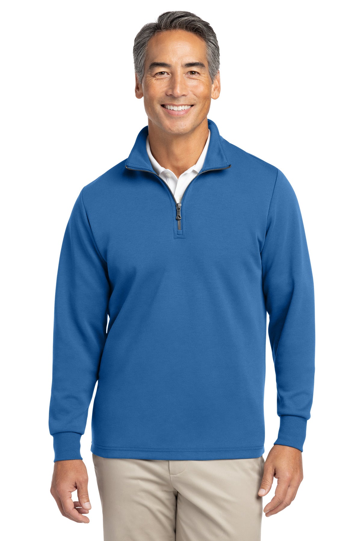 Brooks Brothers Double-Knit 1/4-Zip - Charter Blue