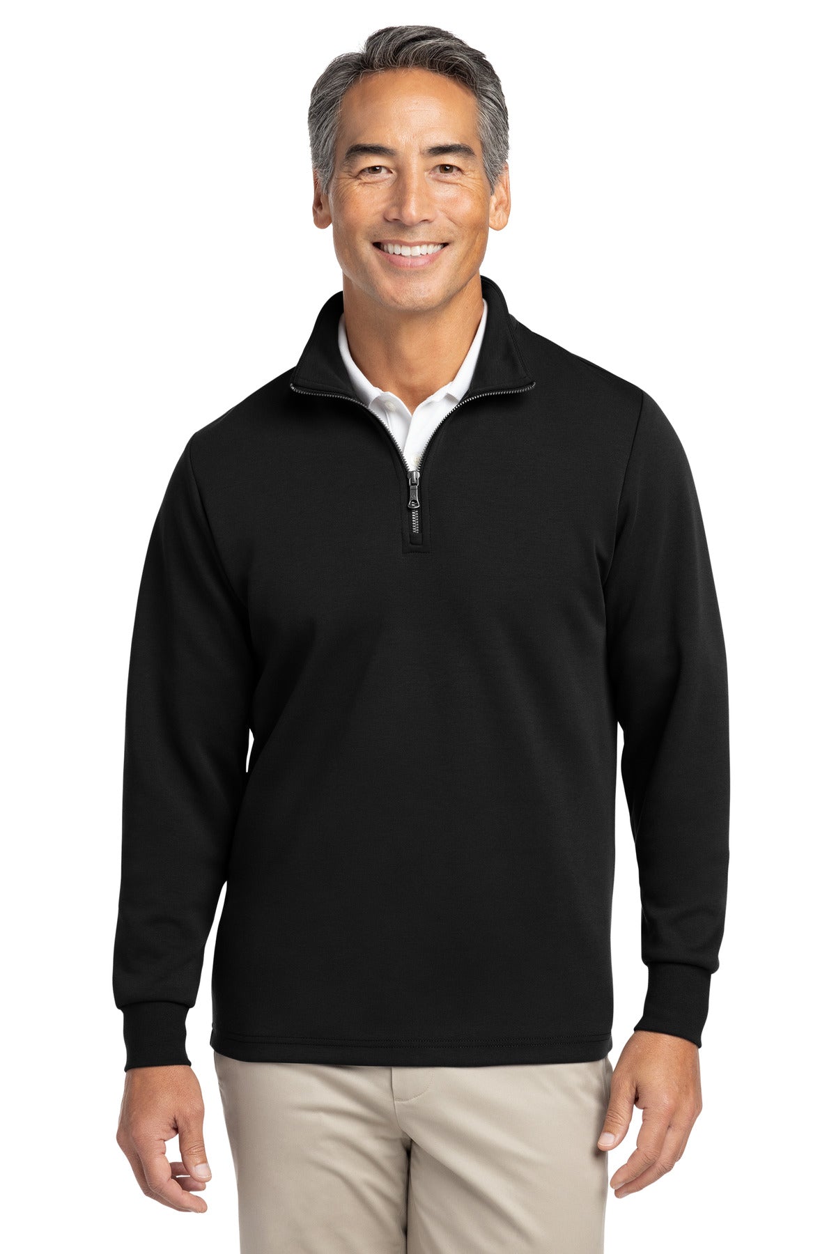 Brooks Brothers Double-Knit 1/4-Zip - Deep Black