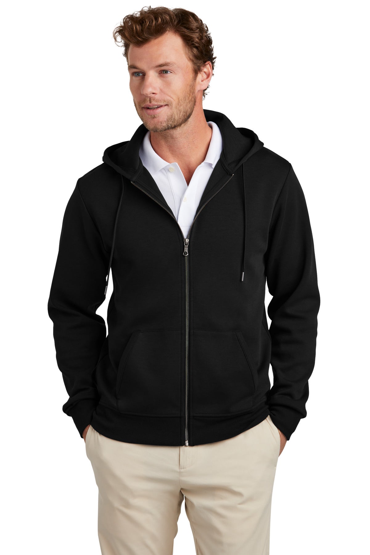 Brooks Brothers Double-Knit Full-Zip Hoodie - Deep Black
