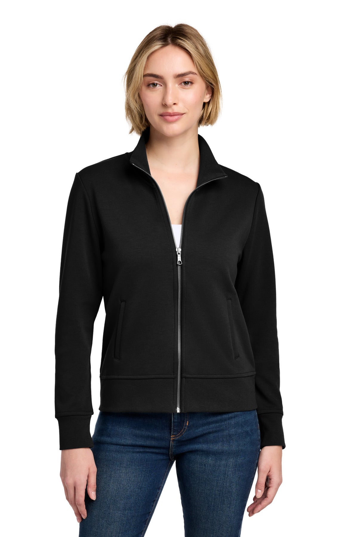 Brooks Brothers Women's Double-Knit Full-Zip - Deep Black