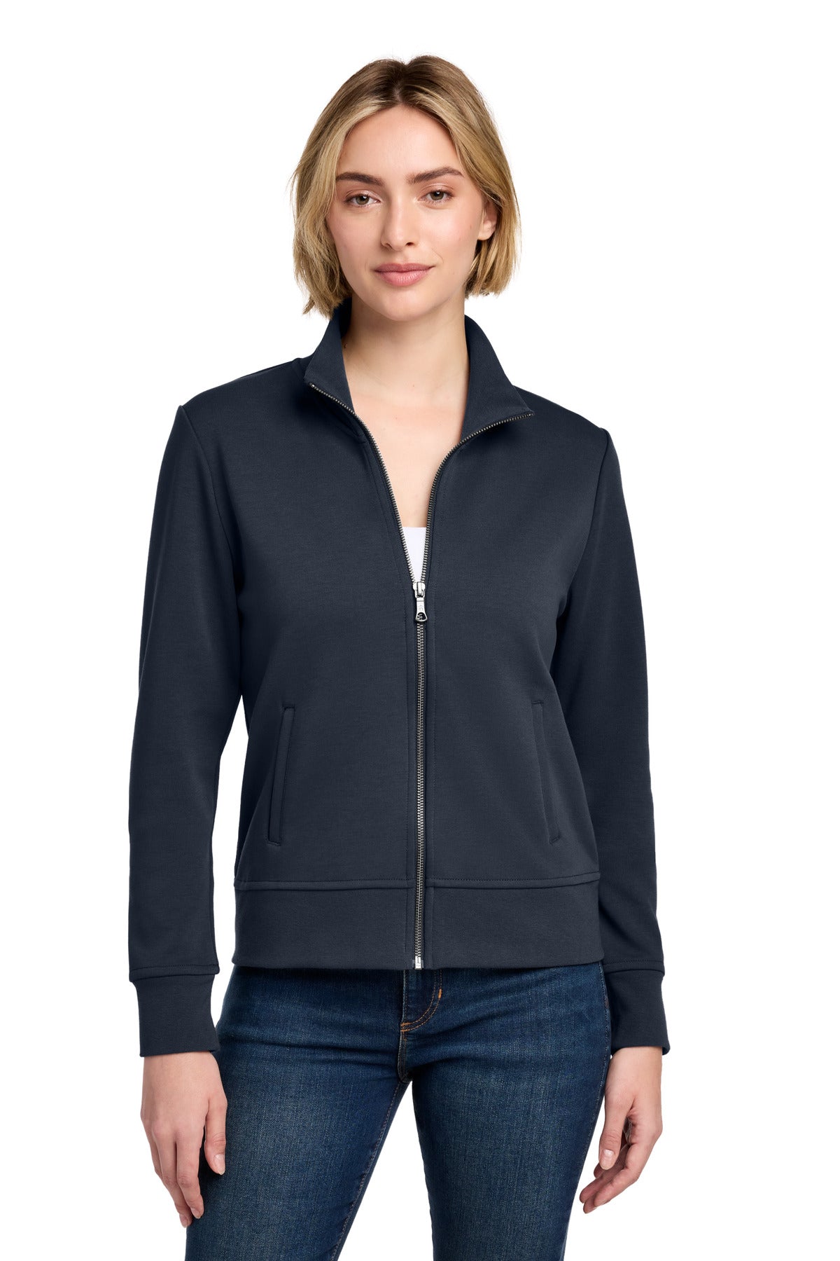 Brooks Brothers Women's Double-Knit Full-Zip - Night Navy