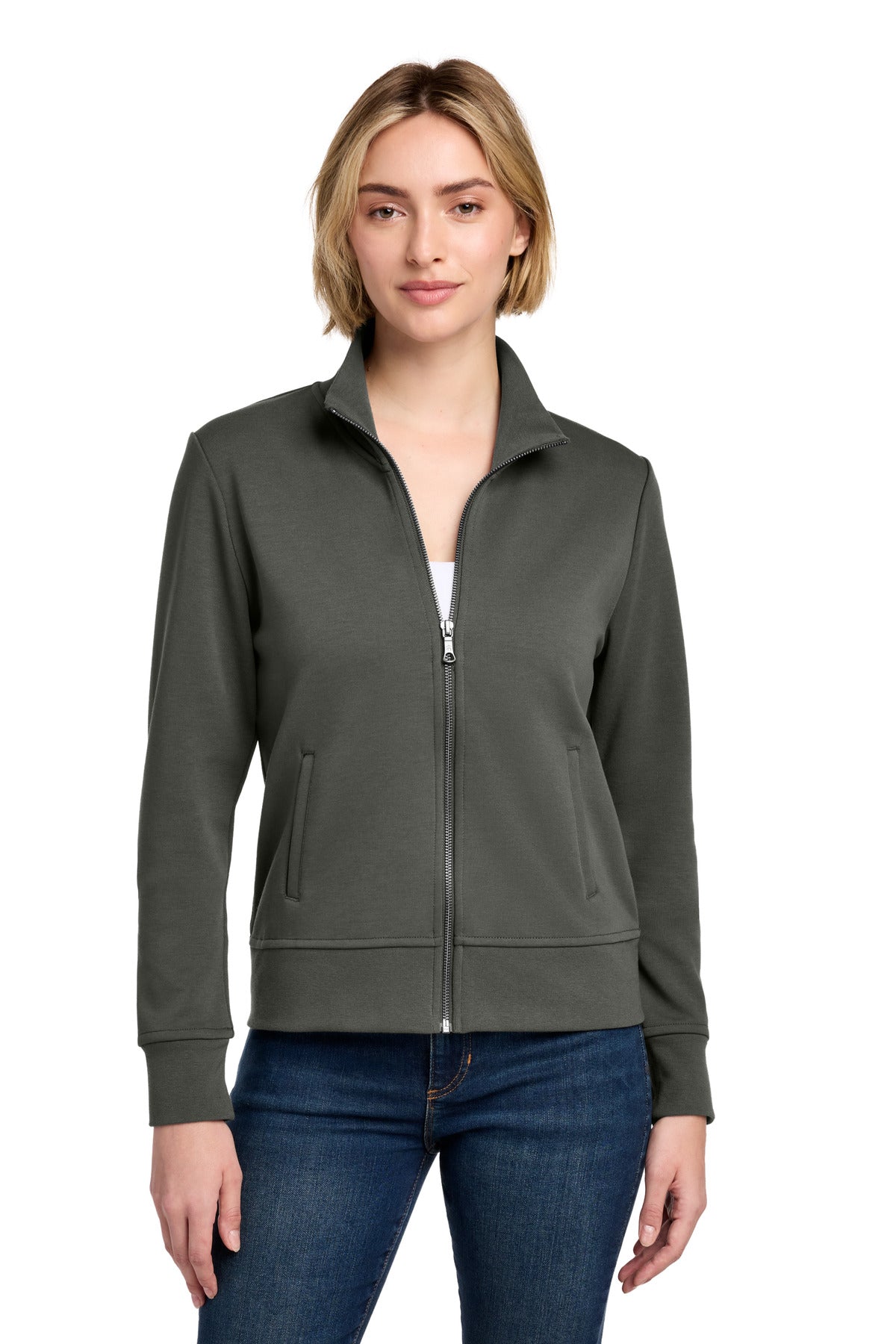Brooks Brothers Women's Double-Knit Full-Zip - Windsor Grey