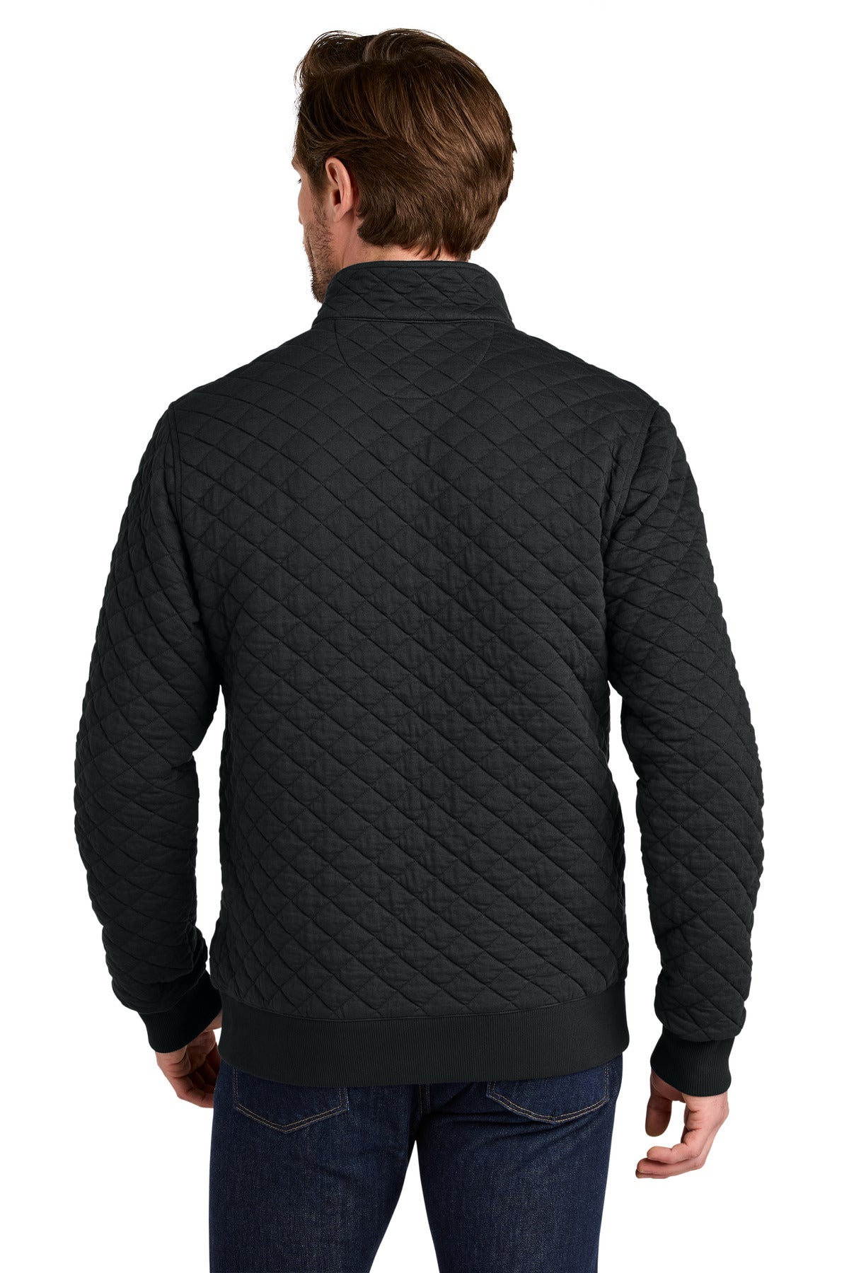 Brooks Brothers Diamond Quilt 1/4-Zip - Deep Black