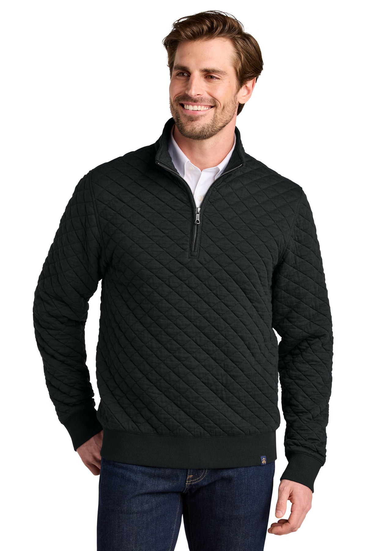 Brooks Brothers Diamond Quilt 1/4-Zip - Deep Black